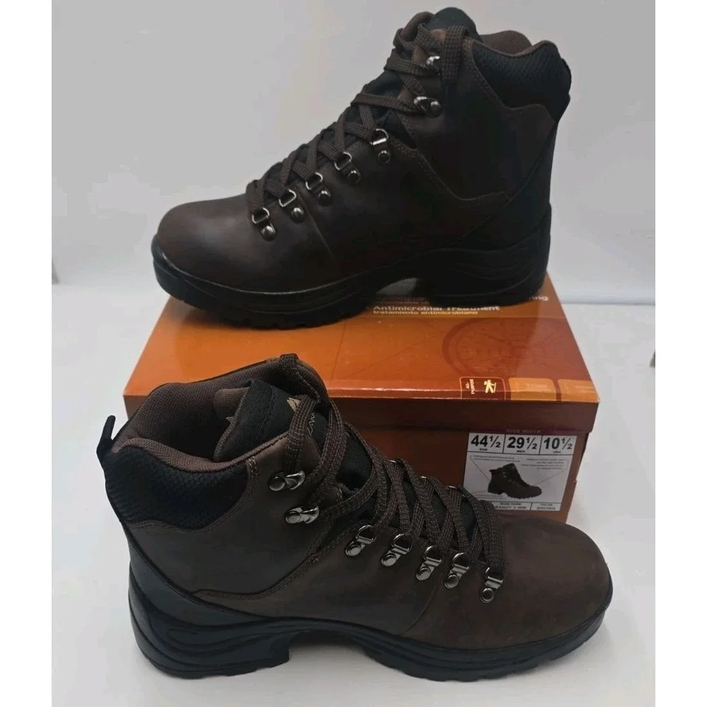Mens Brown Leather Sneakers Size 10.5 W Ozark Trail Hiking Shoes NEW